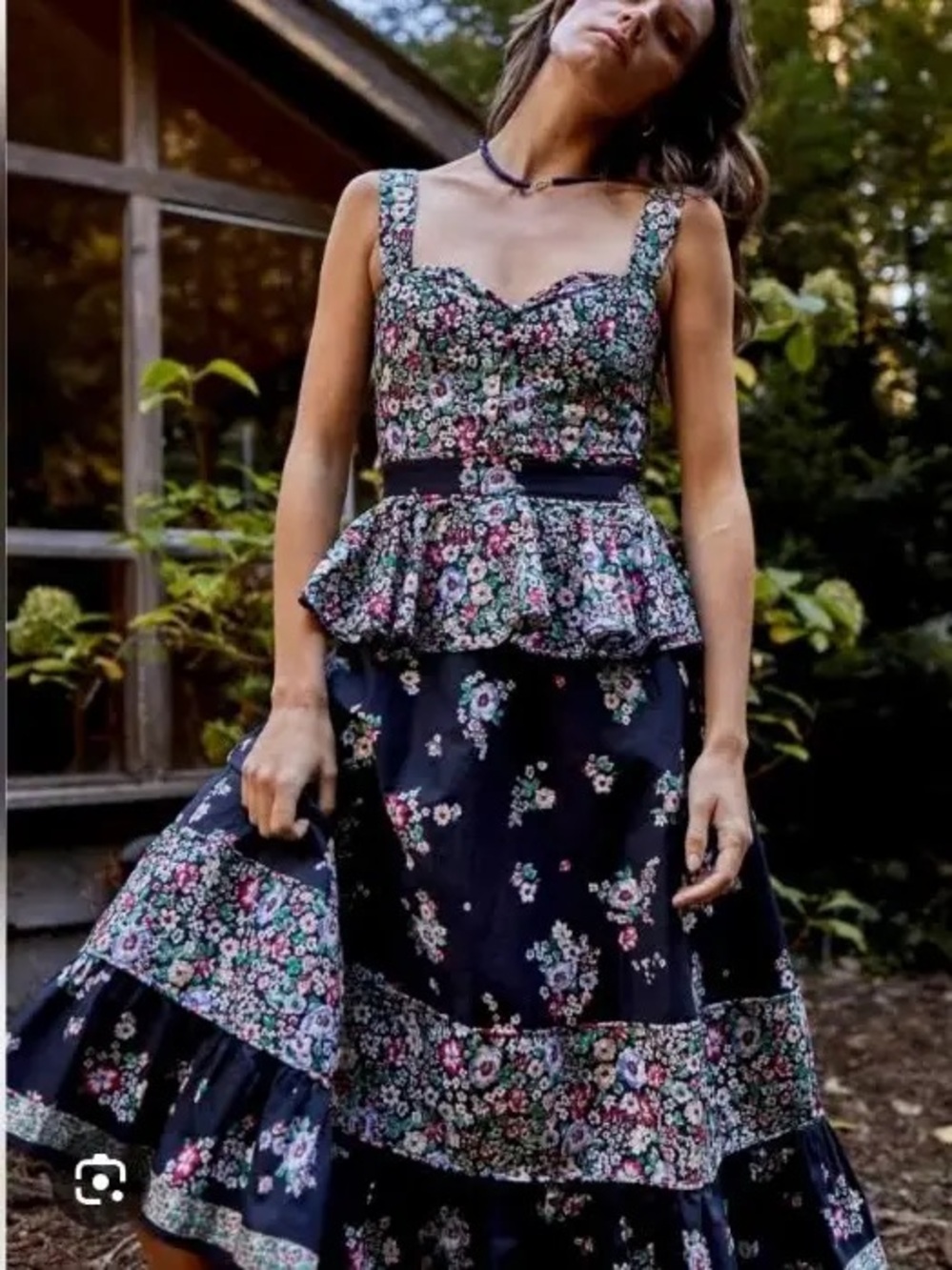 HUNTER BELL NYC Lacey Floral Peplum Midi Dress size 6